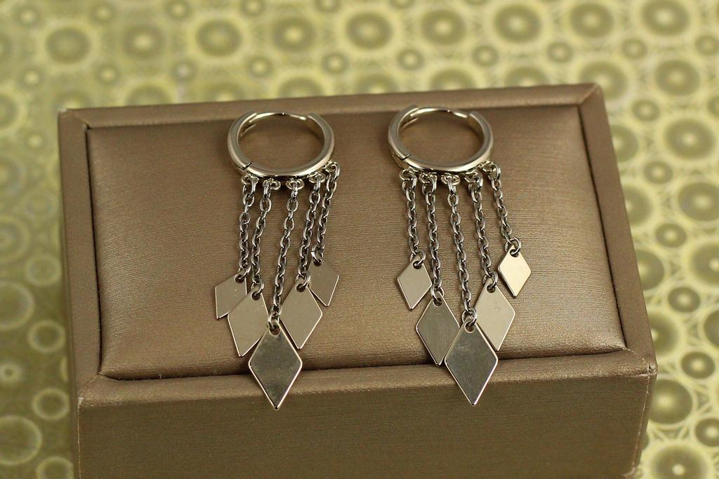 Серьги подвески Xuping Jewelry Пять ромбов 4,6 см Серебристый (33393661)