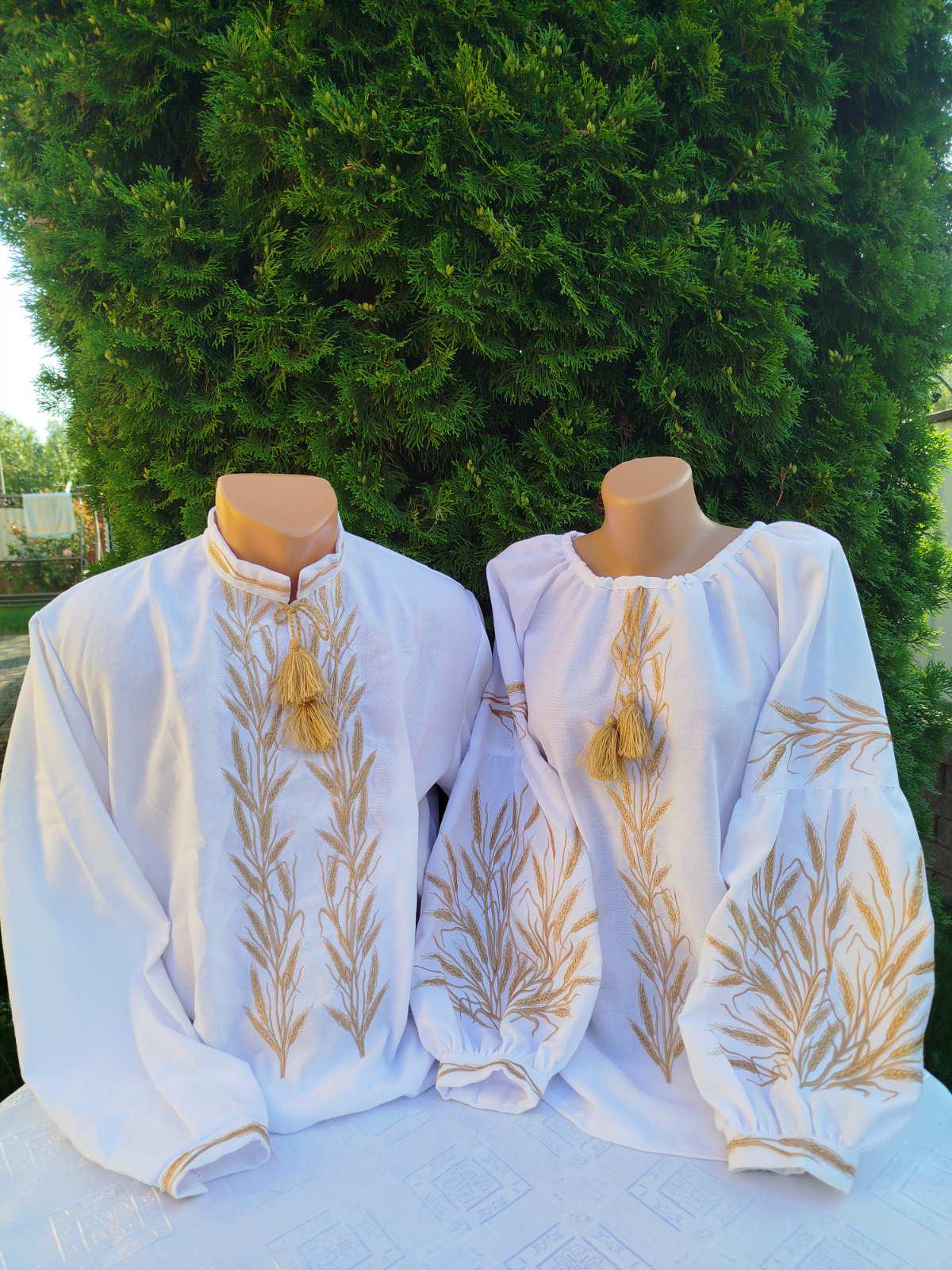 Вишиванки для пари Колосок на натуральному домотканому полотні р. 52 Білий (2742613409) - фото 5 Вишиванки для пари Колосок на натуральному домотканому полотні р. 52 Білий (2742613409) - фото 5