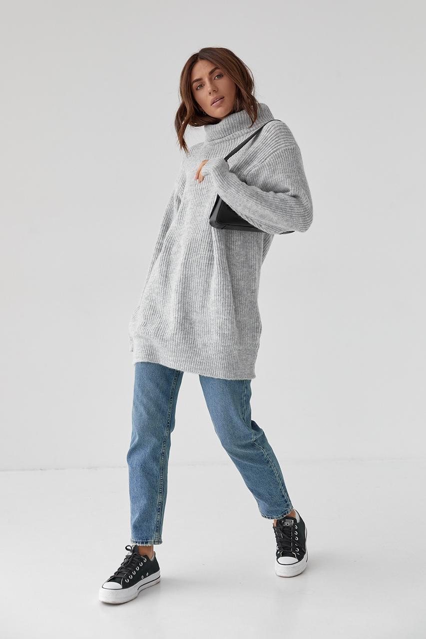 Светр-туніка в'язаний LUREX L Світло-сірий (9506264) - фото 3