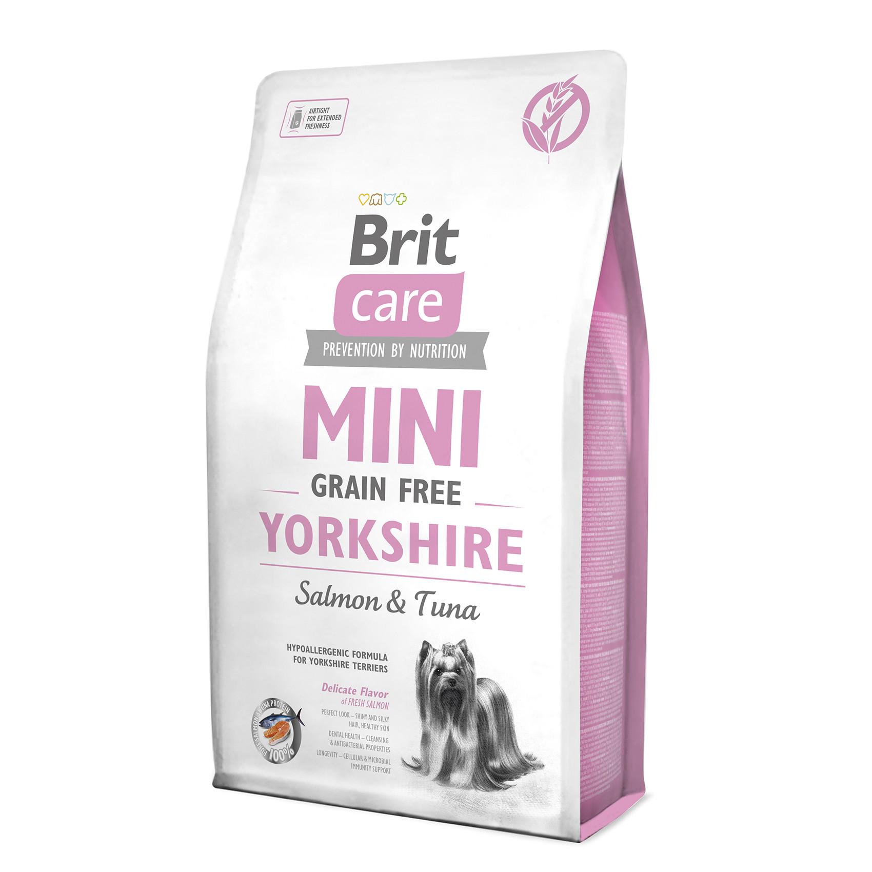 Сухой корм для собак породы Йоркширский терьер Brit Care Grain free Mini Yorkshire беззерновой с лососем и тунцом 2 кг (8595602520190)