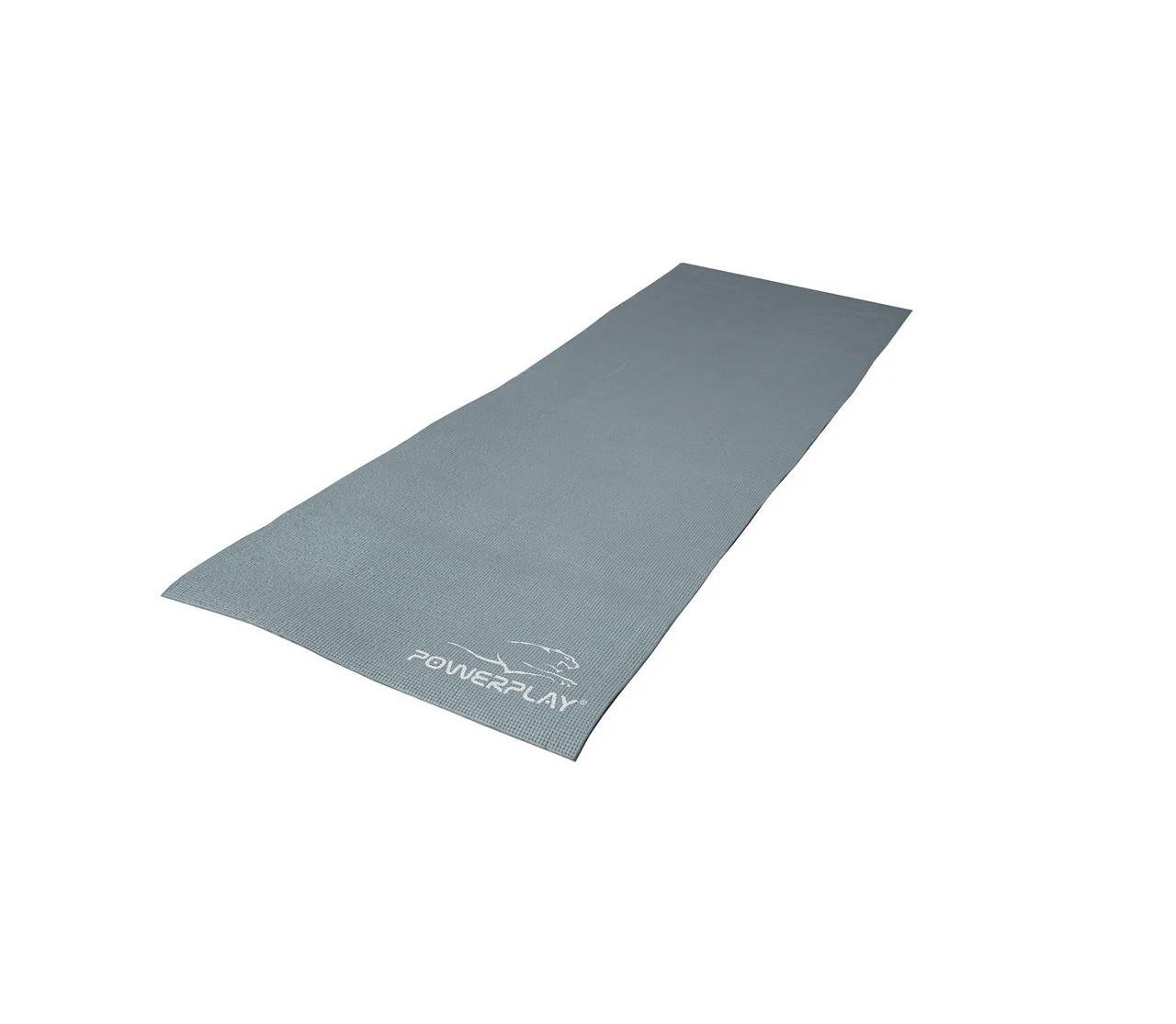 Коврик для йоги и фитнеса PowerPlay 4010 173х61х0.6 см Серый