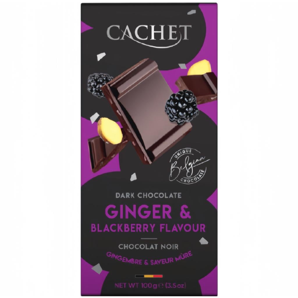 Чорний шоколад 57% Cachet Ginger & Blackberry 100 г (13344330)