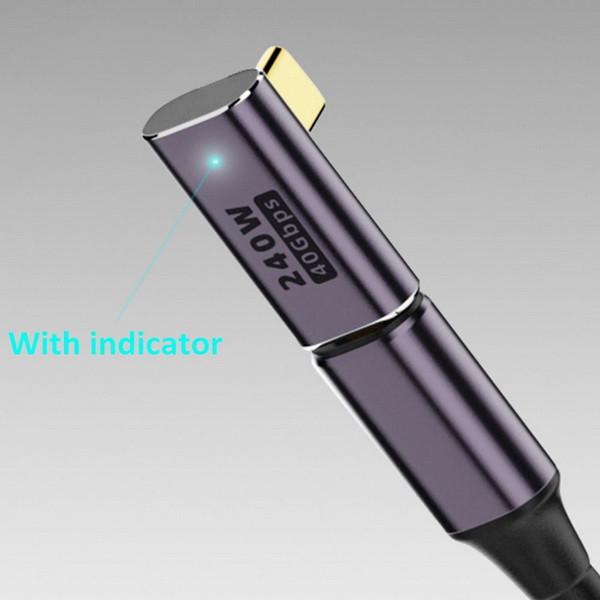 Перехідник кутовий OTG USB Type-C M/F LED USB 4.0 40Gbps 240W 8K Metal Type-4 - фото 4