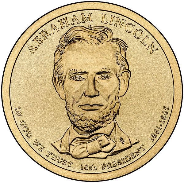 Коллекционная монета США 1 доллар 2010 D «16-й Президент Абраам Линкольн» UNC (KM#478)