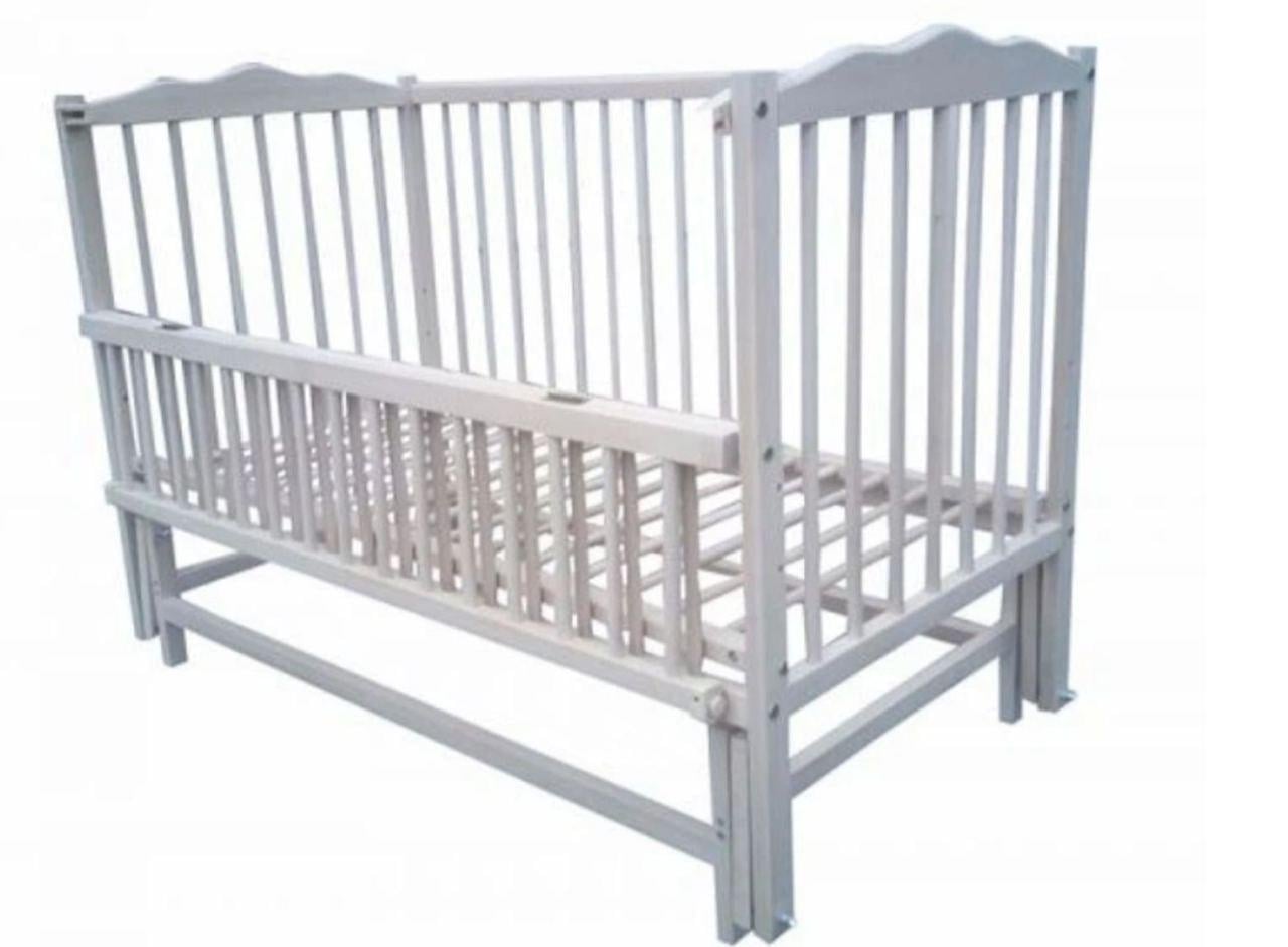 Ліжечко для новонароджених Ангеліна 2 маятник дерев'яне 120х60 см Сірий (Kuz59)