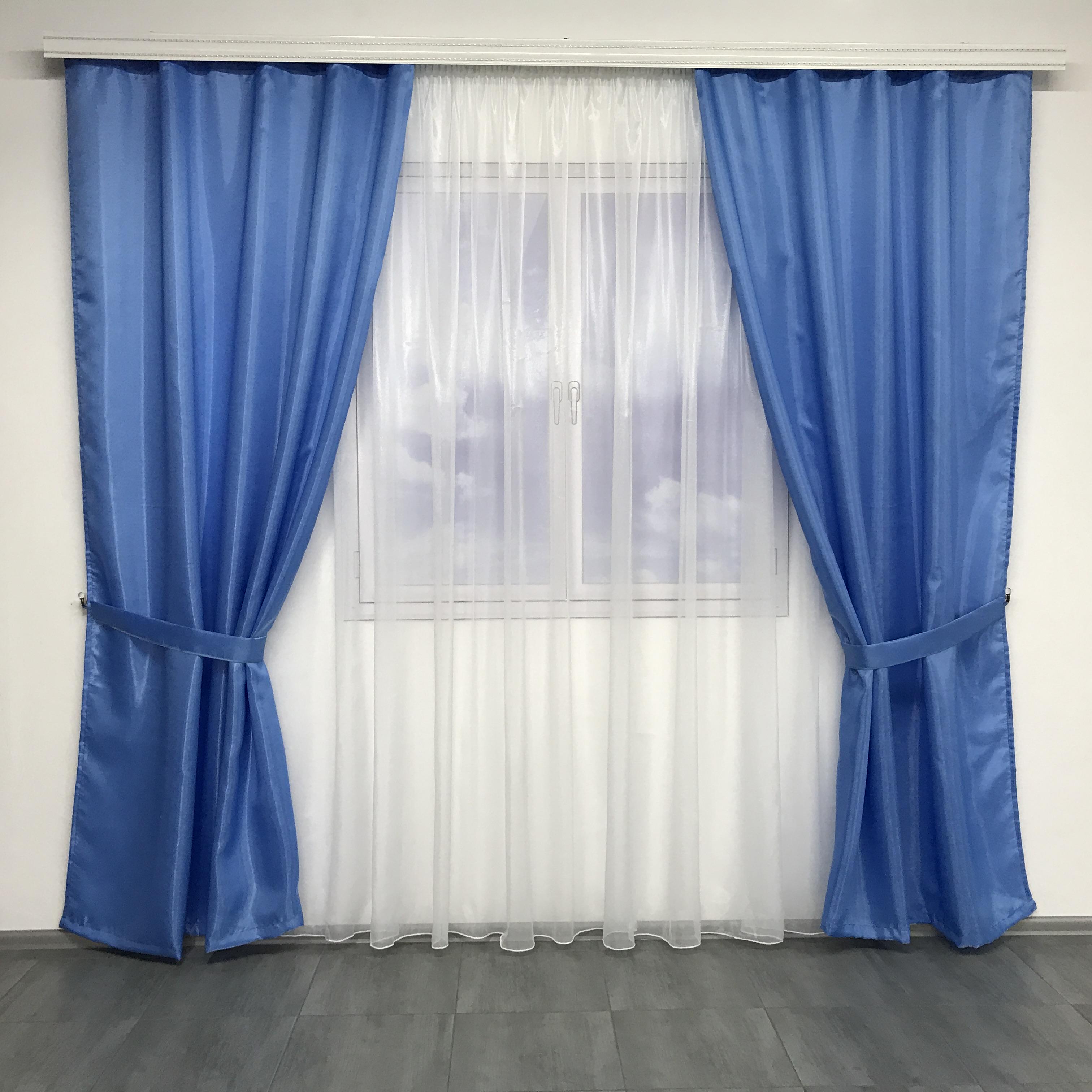 Шторы монорей ALBO 150x270 см 2 шт. с тюлем кристалон 400x270 см Голубой (SHT-F-16)