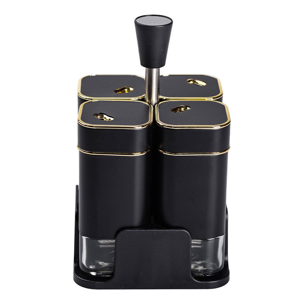 Набір для спецій на підставці HP-1306 4 шт. 10х10х17 см 120 мл Чорний (A-033681) - фото 5 Набір для спецій на підставці HP-1306 4 шт. 10х10х17 см 120 мл Чорний (A-033681) - фото 5