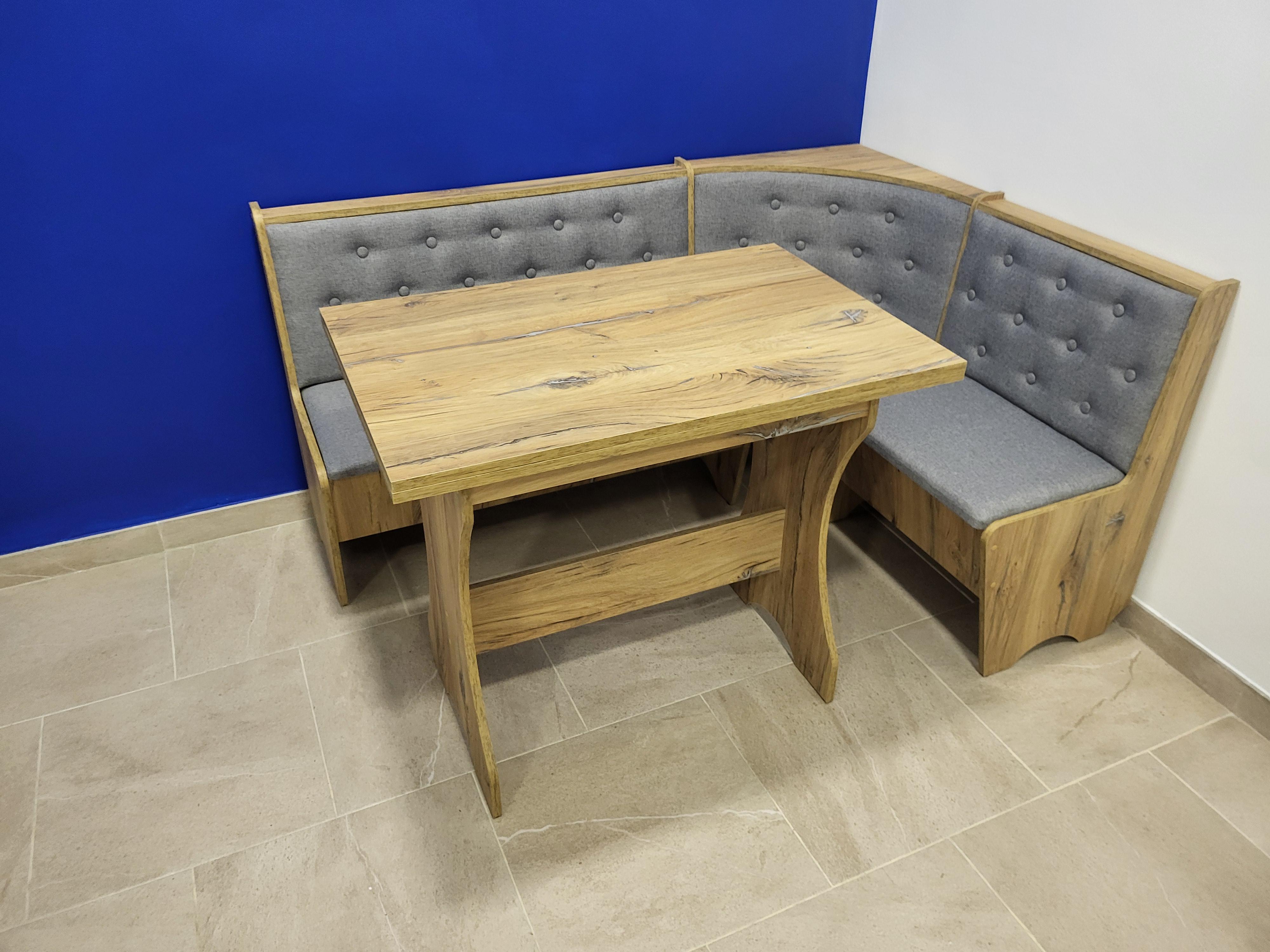 Кухонный уголок Семейный с нишами и раскладным столом 113,5х153,5 см Дуб Флагшток/Сильвер (KS-DF-S)