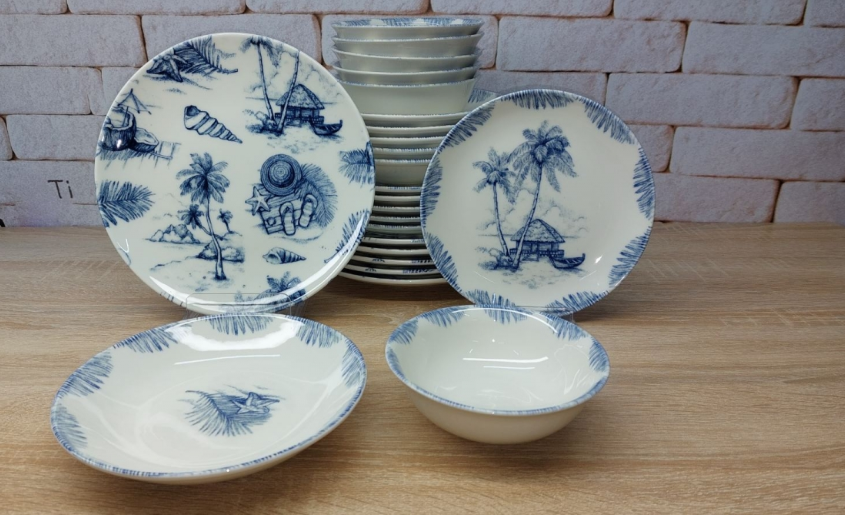 Сервиз столовый OMS TULU фарфор 6 персон 24 шт. Ocean Blue (KL24-Ocean) - фото 2 Сервиз столовый OMS TULU фарфор 6 персон 24 шт. Ocean Blue (KL24-Ocean) - фото 2