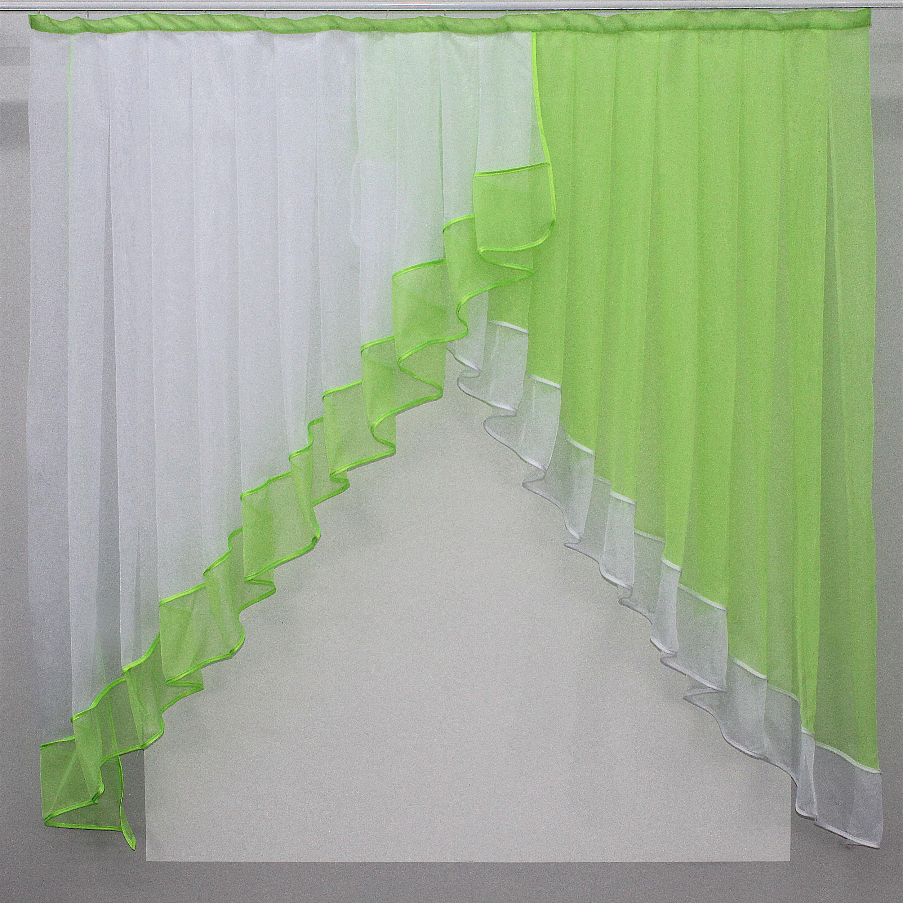 Фіранка кухонна VR-Textil № 023к 150х150 см Салатовий/Білий (50-738) - фото 1 Фіранка кухонна VR-Textil № 023к 150х150 см Салатовий/Білий (50-738) - фото 1