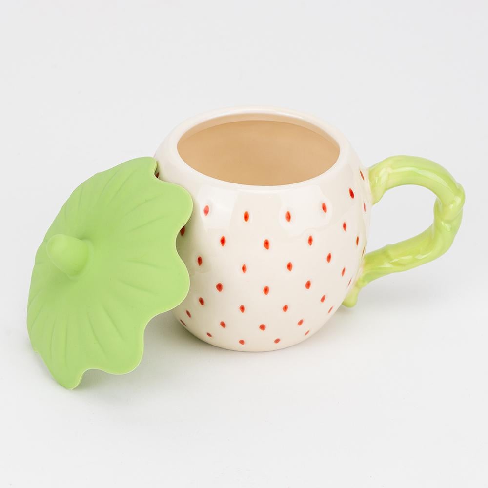 Чашка с крышкой Modern Клубника 450 мл 2 комплекта Кремовый