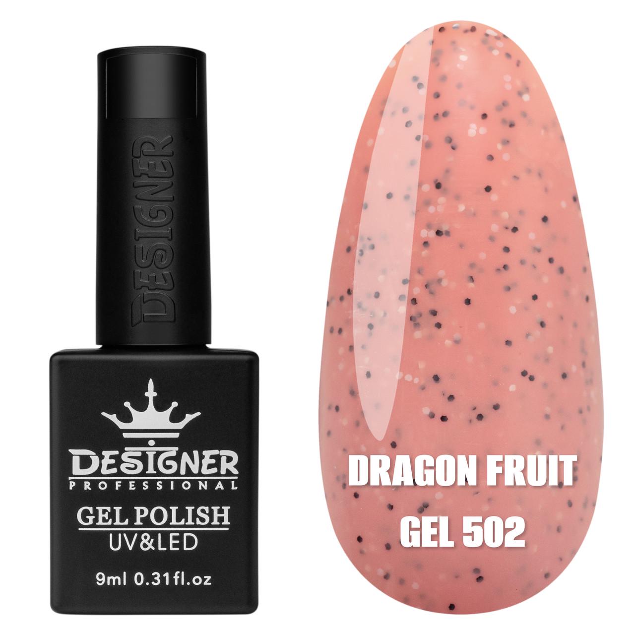 Гель-лак для маникюра Dragon fruit gel Дизайнер с черно-белой крошкой 9 мл Бежево-розовый №502