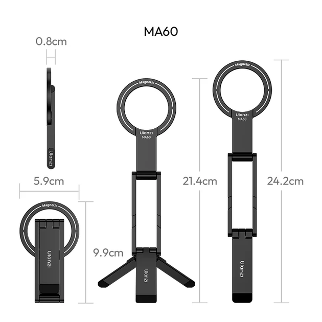 Тримач телефона Ulanzi MA60 Foldable Magnetic Phone Tripod Black (KST-S025) - фото 5