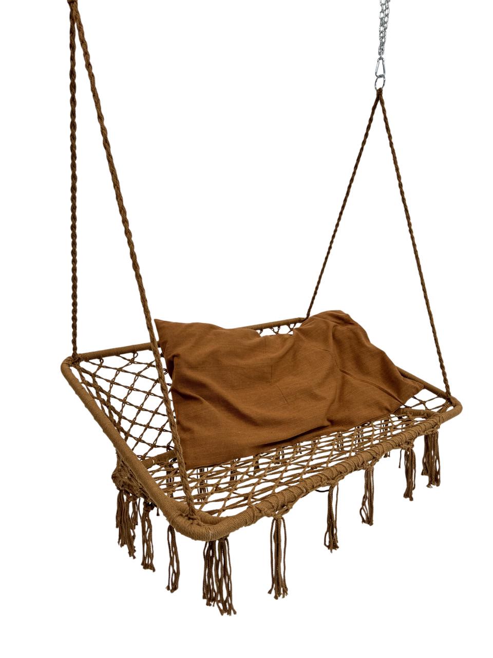 Кресло-качели подвесные двухместные WCG Плетеная с мягкой подушкой 120 см Коричневый (2690848294) Кресло-качели подвесные двухместные WCG Плетеная с мягкой подушкой 120 см Коричневый (2690848294)