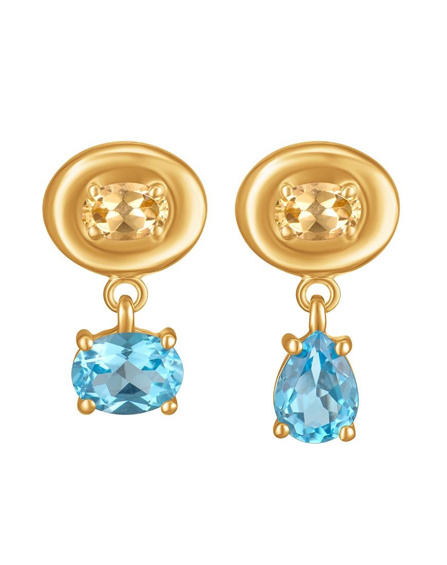 Сережки Splash Yellow-Blue жіночі RIMMART JEWELRY позолочені One size