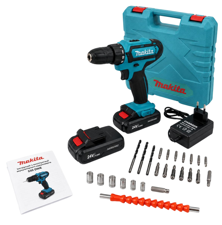 Аккумуляторный шуруповерт Makita DF550DWE 24V Синий (5422)