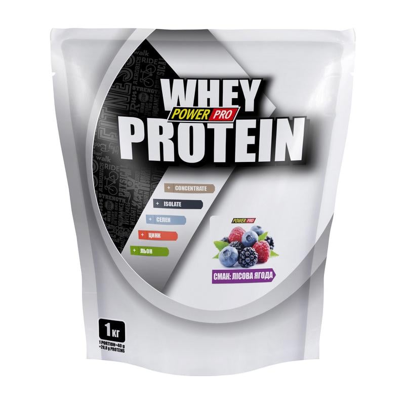 Протеин сывороточный Power Pro Whey Protein и урсоловая кислота 1 кг Лесная ягода