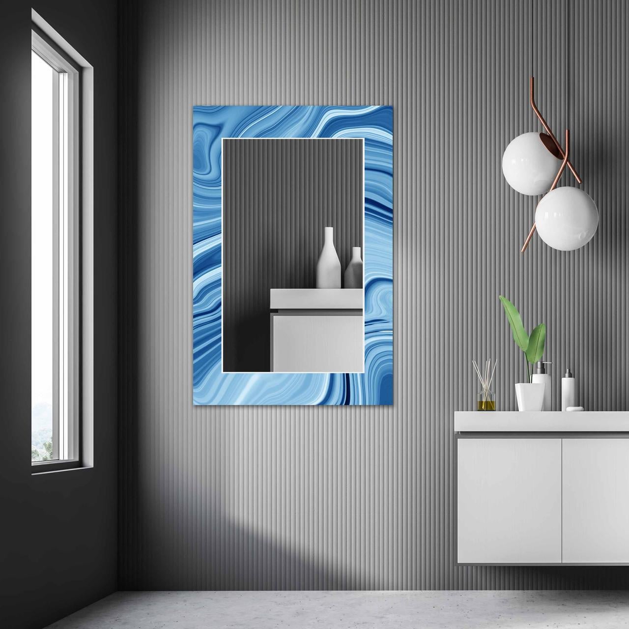 Зеркало на стену NovellaPrint с рисунком волны прямоугольное 110х70 см (2026.7)