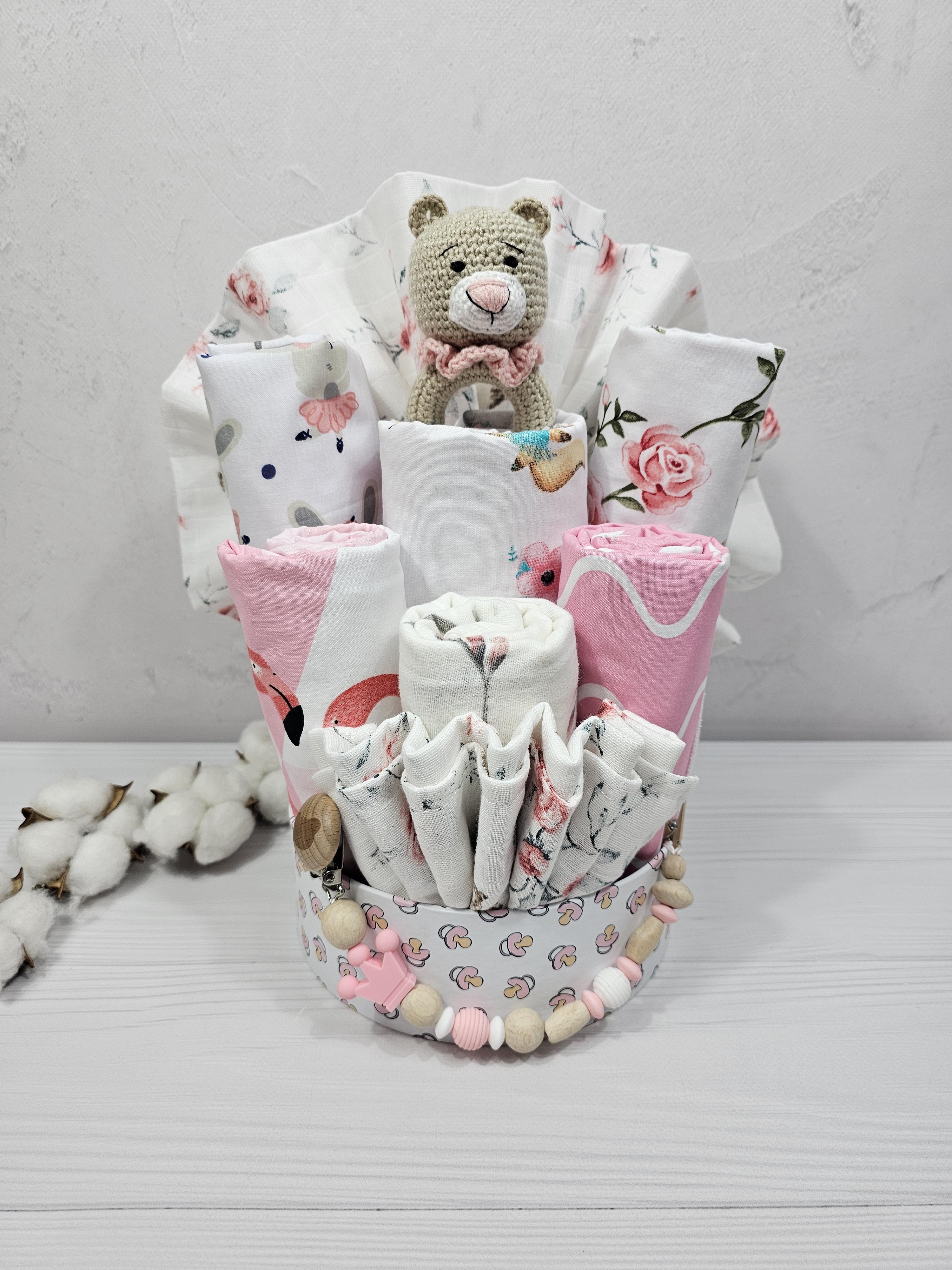 Подарочный набор пеленок для младенцев a.l.babybox Зверюшки в розах (20870563) Подарочный набор пеленок для младенцев a.l.babybox Зверюшки в розах (20870563)