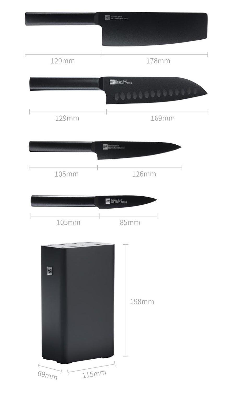 Набор ножей HuoHou Set of Knives with Stand 5в1 (HU0076) - фото 3