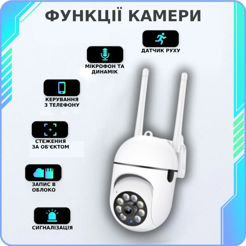 Камера наблюдения IP уличная поворотная WI-FI со звуком (V380) - фото 3 Камера наблюдения IP уличная поворотная WI-FI со звуком (V380) - фото 3