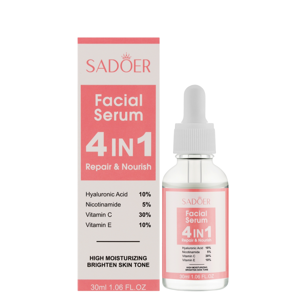 Сироватка для обличчя відновлювальна Sadoer 4 in 1 Facial Serum 30 мл