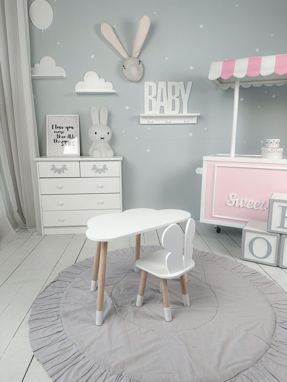 Комплект дитячих меблів Хмарка столик та стілець дерев'яний Білий (П4К-bg-992566) - фото 7 Комплект дитячих меблів Хмарка столик та стілець дерев'яний Білий (П4К-bg-992566) - фото 7