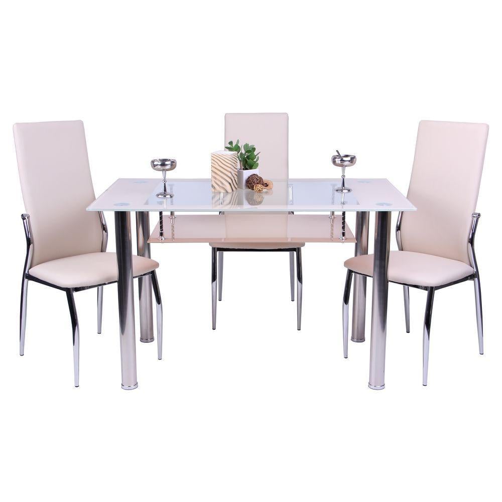 Стіл обідній AMF Бетані Прозорий/Ваніль/Хром (43125) - фото 7 Стіл обідній AMF Бетані Прозорий/Ваніль/Хром (43125) - фото 7