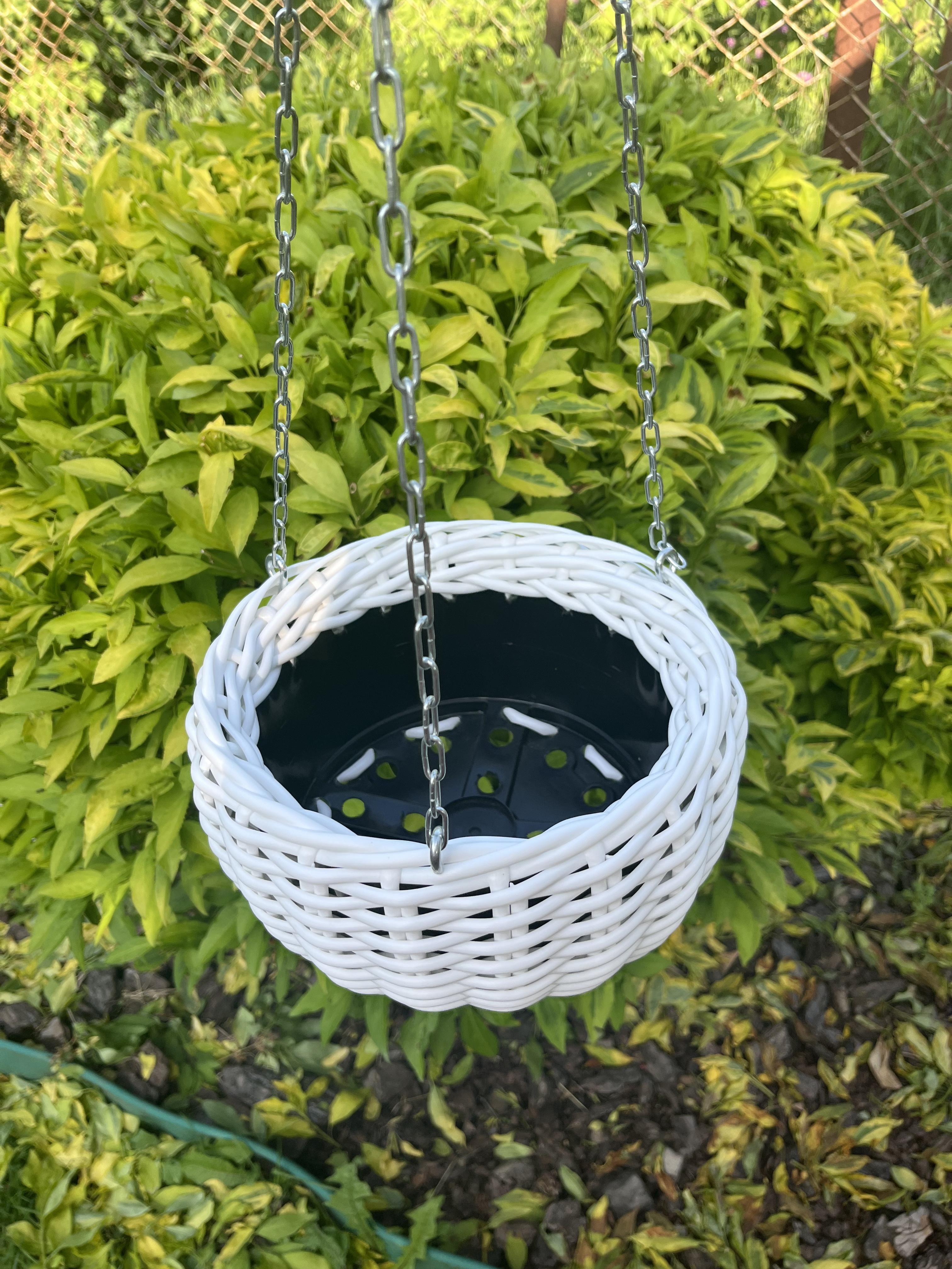 Горшок подвесной для цветов из искусственного ротанга 3л Белый (27922740) - фото 2