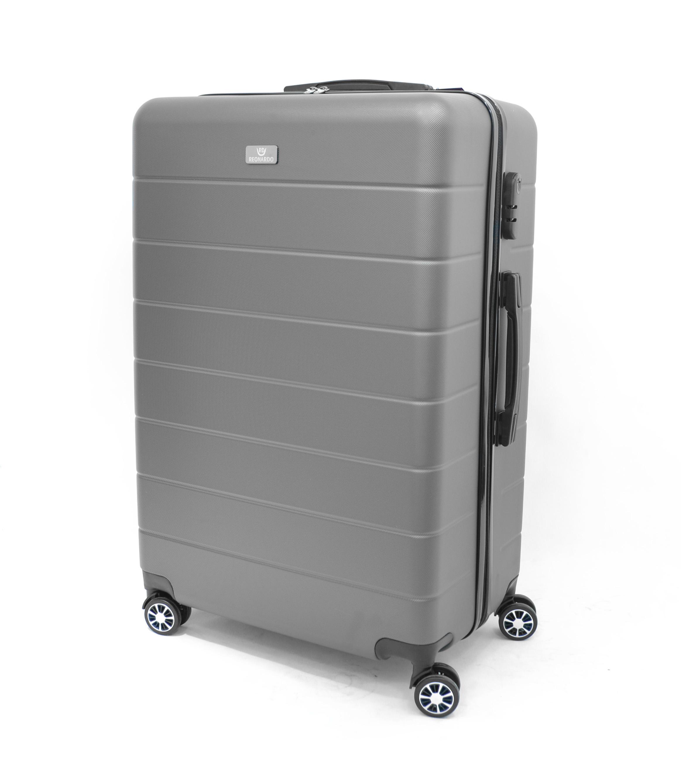 Чемодан Reonardo 1855 дорожный L пластик 76х50х30 см 100 л Серый