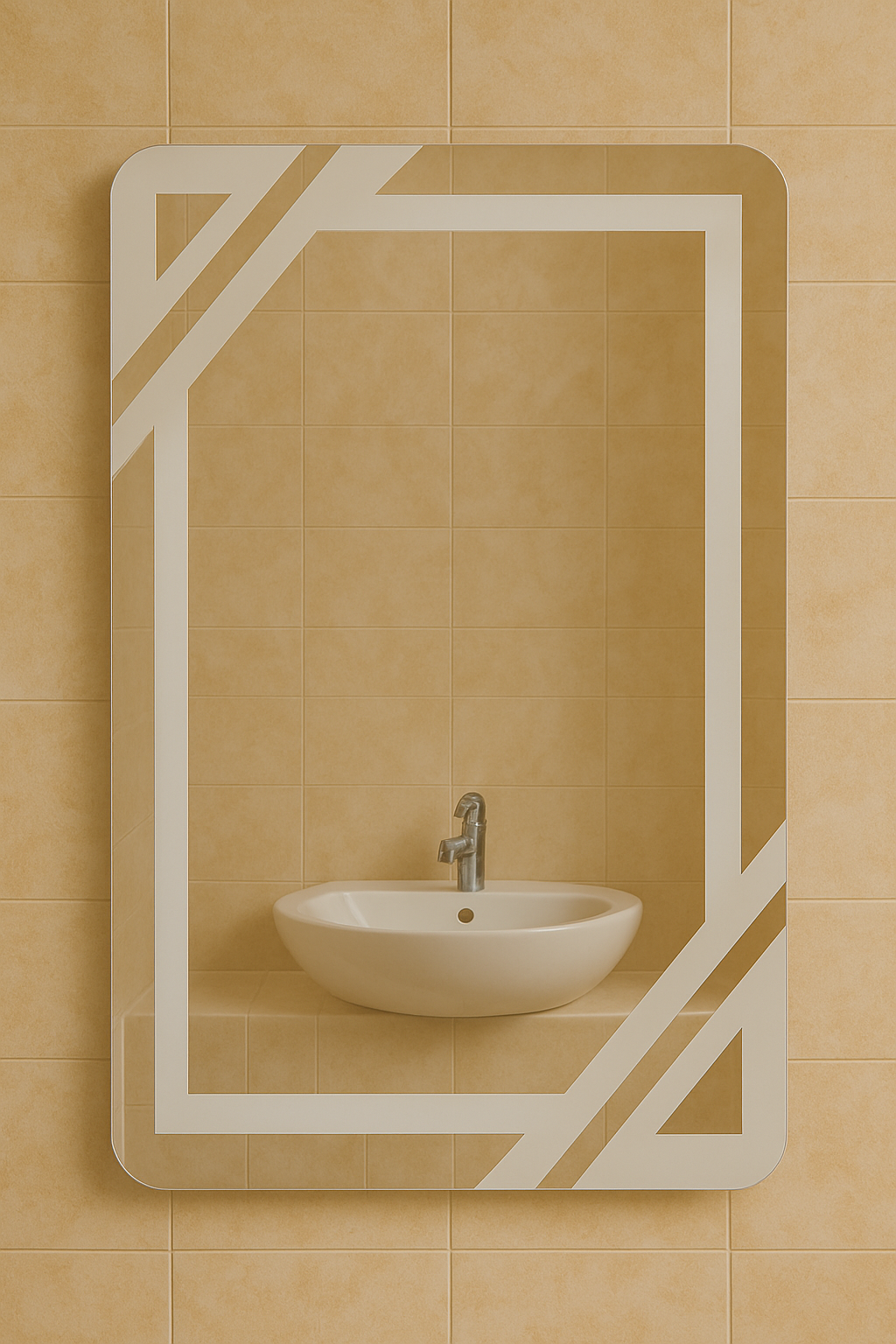 Зеркало пескоструйное MPS-49 90х70 см без подсветки прямоугольное с декором