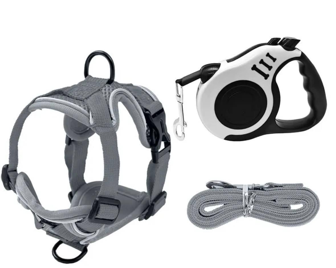 Шлейка для котів з повідцем Pet Style М Сірий