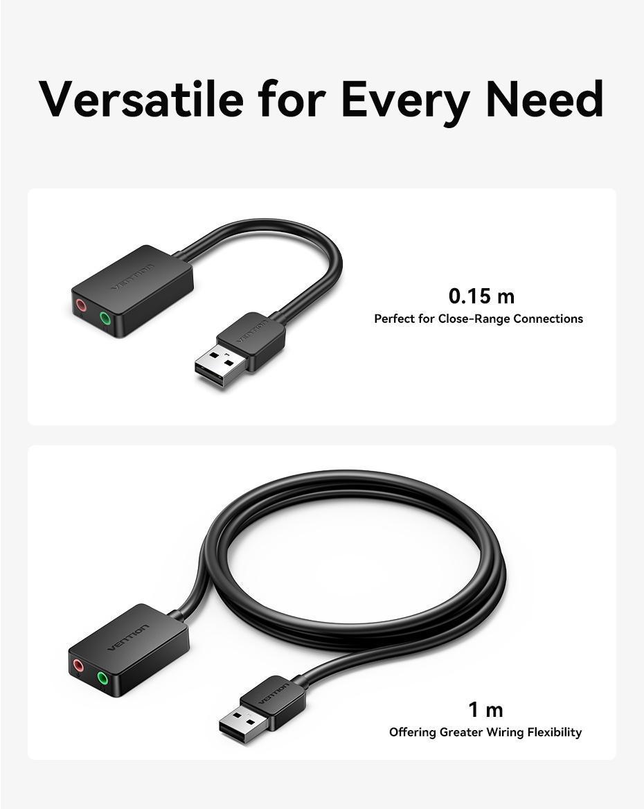 Зовнішня звукова карта Vention USB Два порти 3,5 мм шумозаглушення Plug&Play Сумісна з Windows Mac Linux 1 м Чорний (CDYBF) - фото 14 Зовнішня звукова карта Vention USB Два порти 3,5 мм шумозаглушення Plug&Play Сумісна з Windows Mac Linux 1 м Чорний (CDYBF) - фото 14