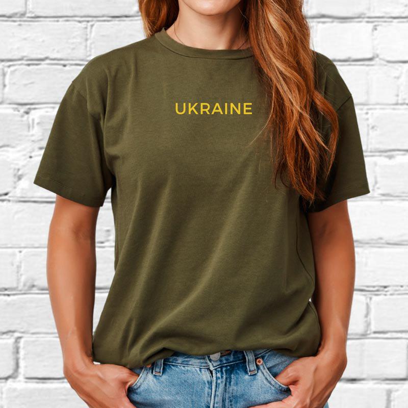 Футболка жіноча з вишивкою Ukraine 02 XL Millytary Green (698185-17-1)