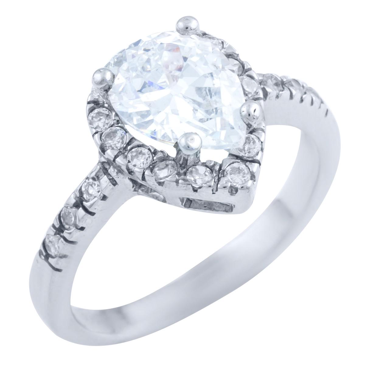 Кольцо серебряное с фианитами 3,61 г р. 17,5 (1728567)