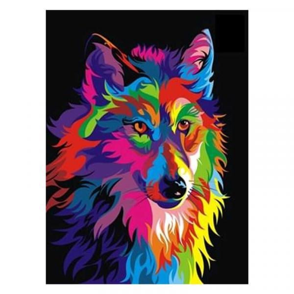 Алмазна мозаїка TK Group Вовк поп-арт 40х30 см з рамкою в коробці (GB74769-mt)