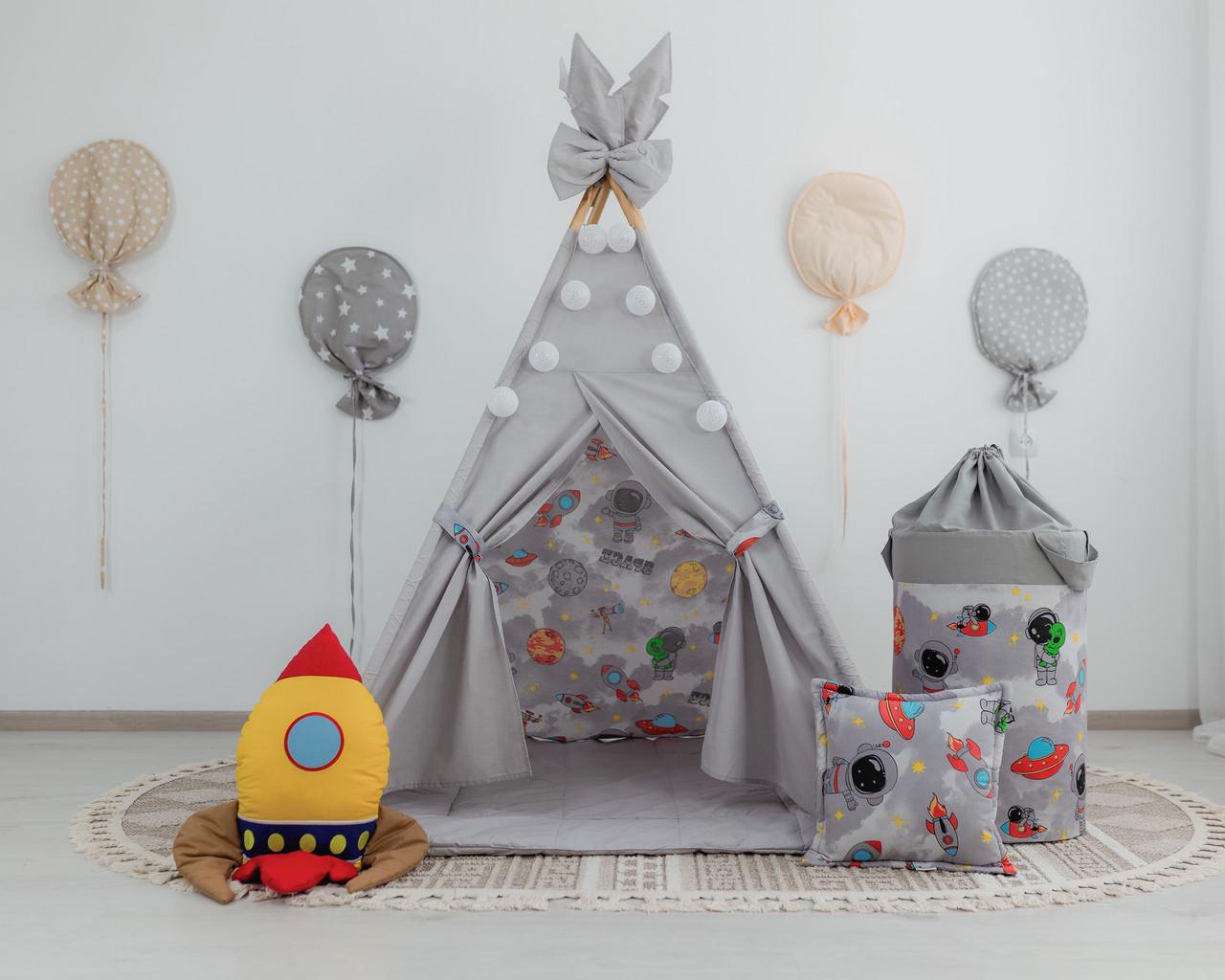 Вігвам Космос з килимком і подушками з кошиком для білизни - фото 2 Вігвам Космос з килимком і подушками з кошиком для білизни - фото 2