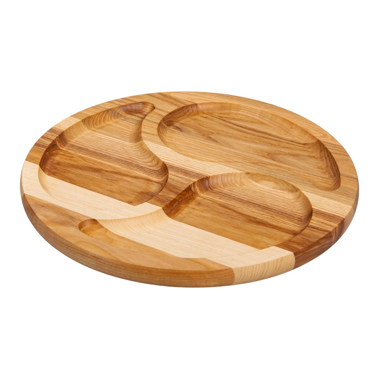 Менажница деревянная круглая на 3 секции ясень 25 см - фото 2 Менажница деревянная круглая на 3 секции ясень 25 см - фото 2