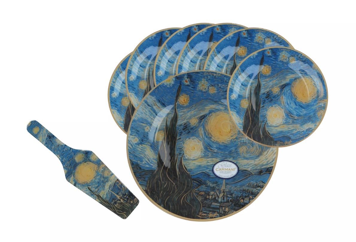 Набір десертний Carmani Ван Гог Зоряна ніч блюдо 1 шт./десертні тарілки 6 шт./лопатка 1 шт. (198-7551)
