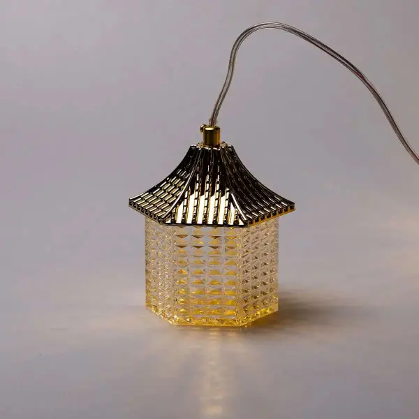 Гірлянда штора мережева LED з об'ємними фігурами будиночків у китайському стилі 3х0,9 м 6 ламп Теплий жовтий (6L3MLIG) - фото 11