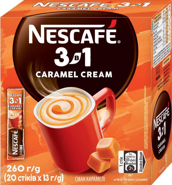 Кофейный напиток Nescafe 3в1 Caramel Cream в стиках 20 шт. 13 г