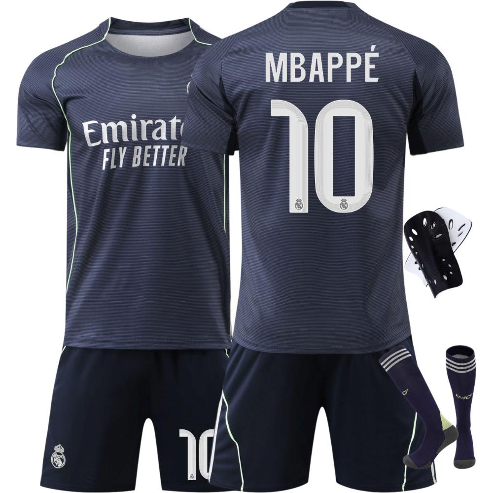 Форма футбольна дитяча Real Madrid Mbappe 10 з гетрами р. 34-38 та щитками р. 30 155-165 см Темно-синій (e1b58493)