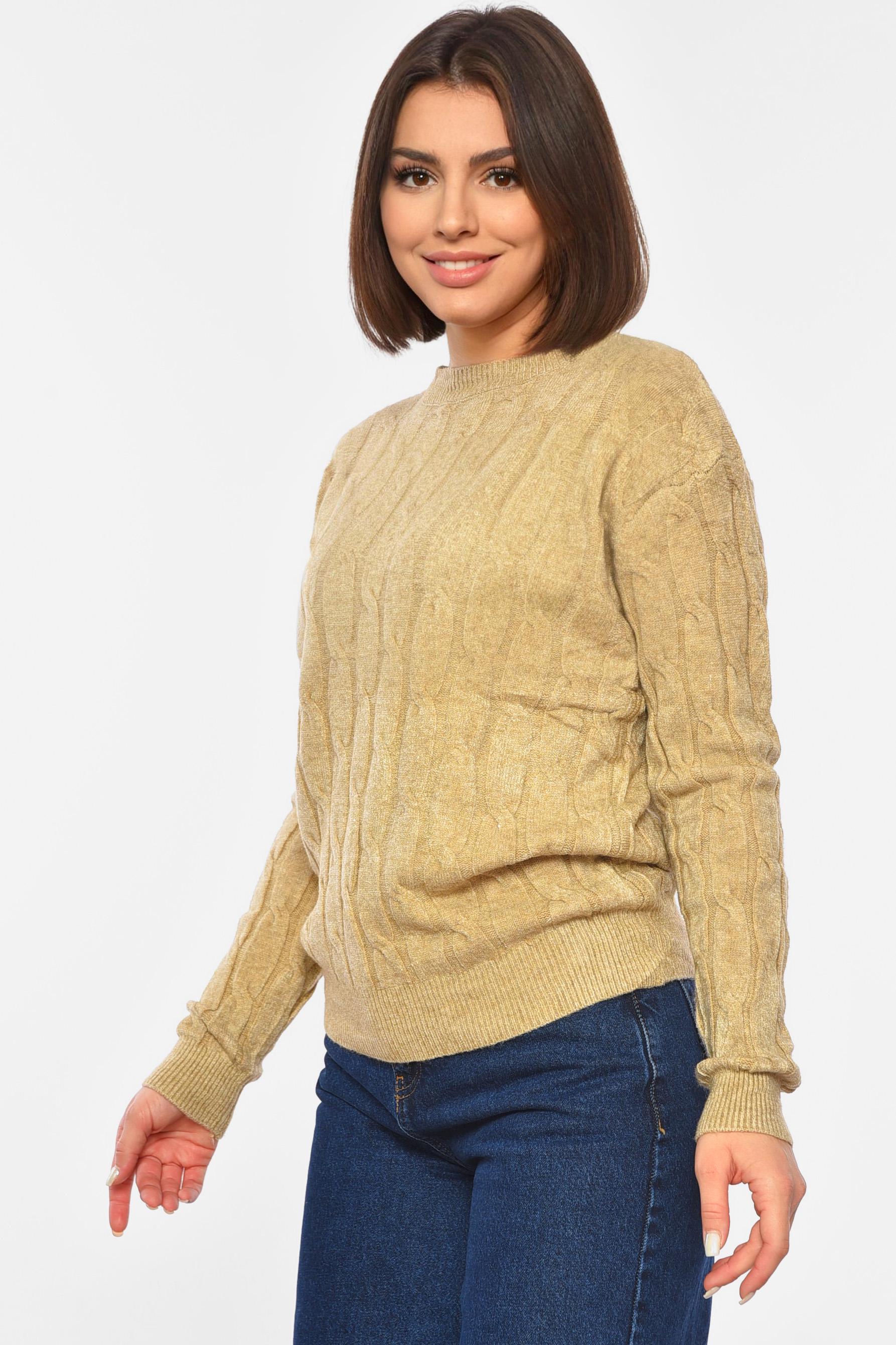 Свитер женский однотонный L-XL Бежевый (191940) - фото 2 Свитер женский однотонный L-XL Бежевый (191940) - фото 2