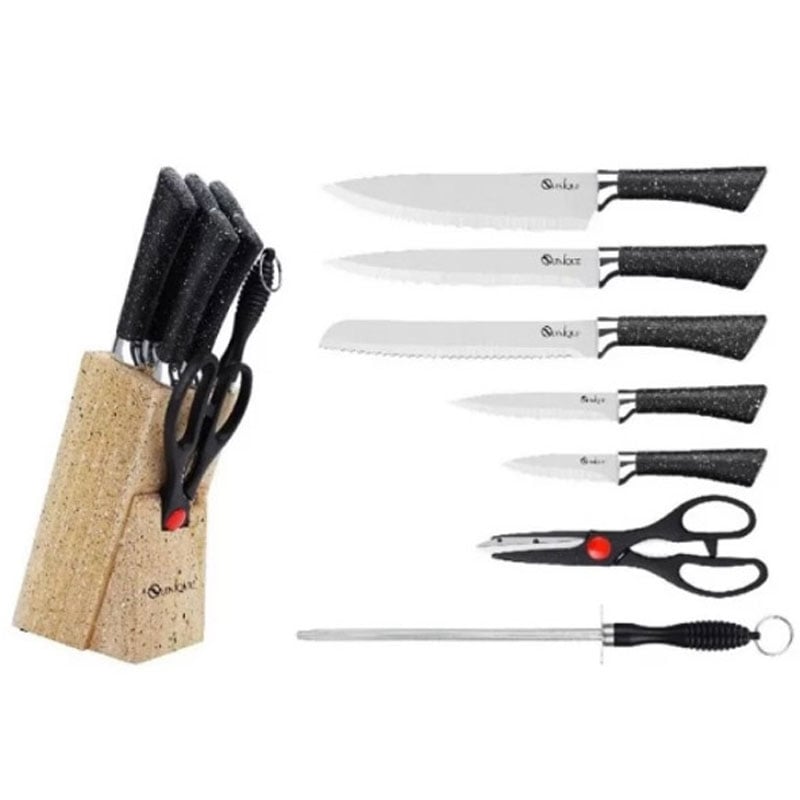 Набір ножів кухонних Unique UN-1837 нержавіюча сталь з підставкою 7 пр. Black (23793643)