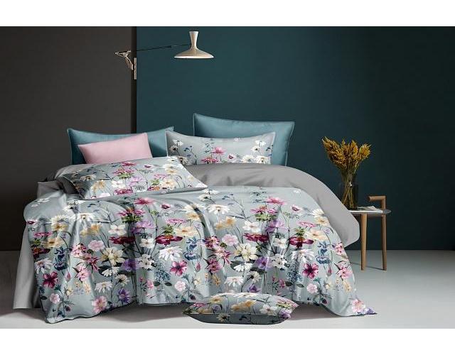 Комплект постельного белья Family Цветок двуспальный 016 сатин 9982236 Голубой (DR010447)