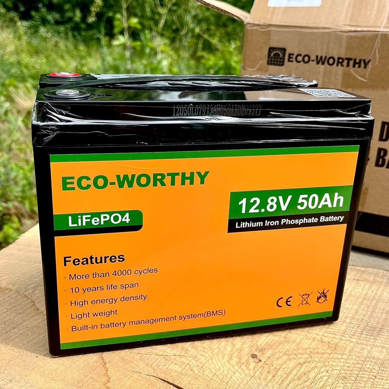 Аккумулятор LiFePO4 Eco-Worthy 12,8V 50Ah 640Wh BMS >4000 циклов литий-железо-фосфатная батарея
