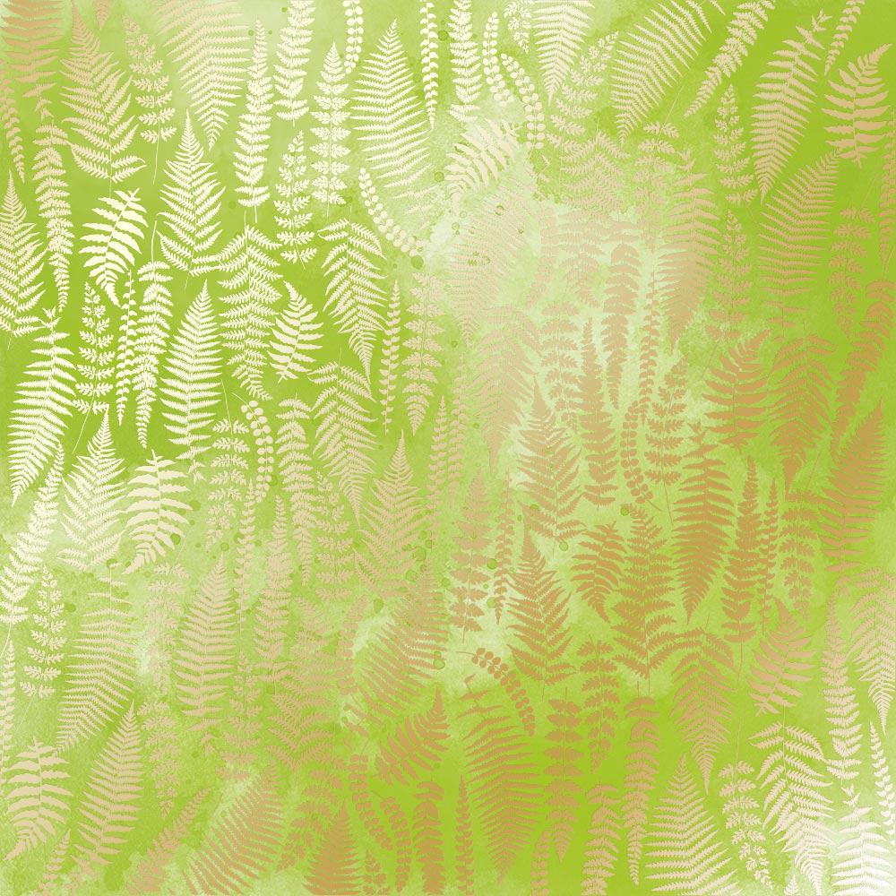 Лист бумаги односторонний Golden Fern с фольгированием 30,5х30,5 см Light Green/Watercolor