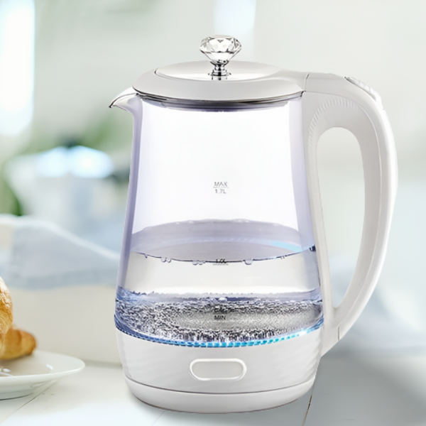 Електрочайник із термостійкого скла з підсвічуванням 1,7 л Білий - фото 3 Електрочайник із термостійкого скла з підсвічуванням 1,7 л Білий - фото 3
