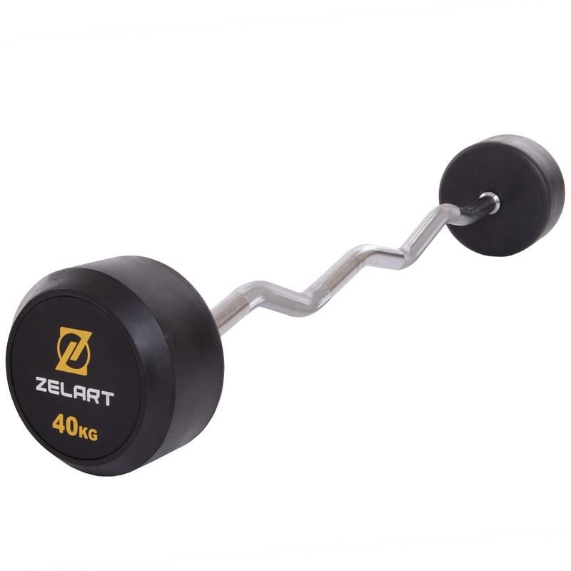 Штанга фиксированная обрезиненная Zelart Rubber Coated Barbell TA-2687-40 95 см 40 кг (DR002565)