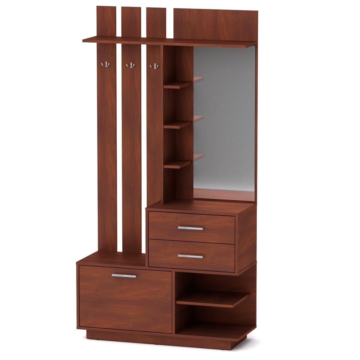 Прихожая Компанит Ева с выдвижными ящиками и открытыми полками с ДСП Яблоня